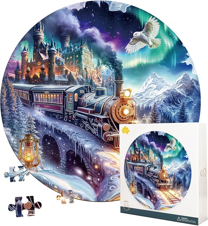 Masseruon 1000 Piece Puzzle for Adults, 26.6 * 26.6in Steam Train Puzzle for Adults, 1000 Pieces Flat Puzzles with 3D Visual Effect When Completed, Adult Puzzles Games