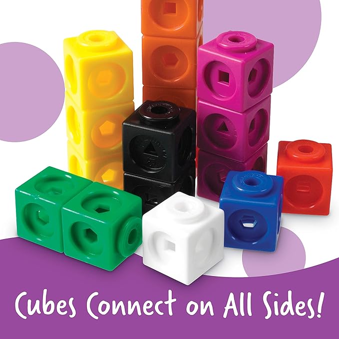 Learning Resources MathLink Cubes Elementary Math Activity Set - Math Manipulatives for Elementary School, 1st Grade Learning & Education Toys, Counting Blocks for Classroom Centers and Homeschool