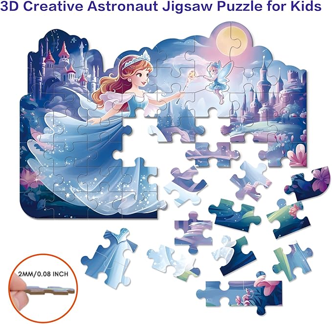 Princess Floor Jigsaw Puzzles for Kids Ages 4-6, 54 Pieces Fun Puzzles for Children, Engaging and Colorful Educational Activity for Little Princesses