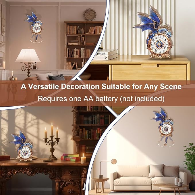 3D Dragon Puzzle Clock - DIY Building Kit for Adults, Roman Numeral Wall Timepiece with Silent Movement, Creative Home Decor & STEM Gift for DIY Enthusiasts