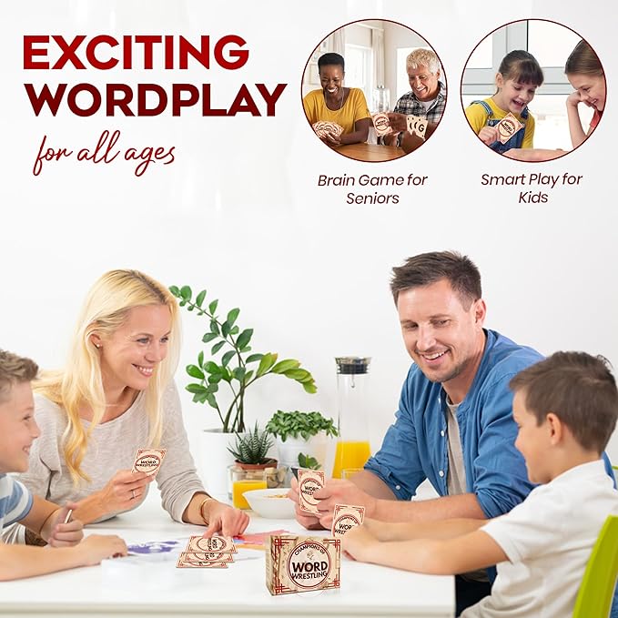 Card Game for Adults and Family Board Night, Premium Playing Cards, Spelling for Kids & Seniors, Travel & Party, 2-4 Players, Ages 8 & Above