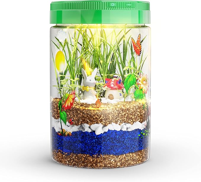 Dan&Darci Light-Up Terrarium Kit for Kids - STEM Science Kit - Educational DIY Toy for Boys & Girls - Birthday Gift - Craft Project Idea for Ages 6 7 8 9 10 11 12 Year Old