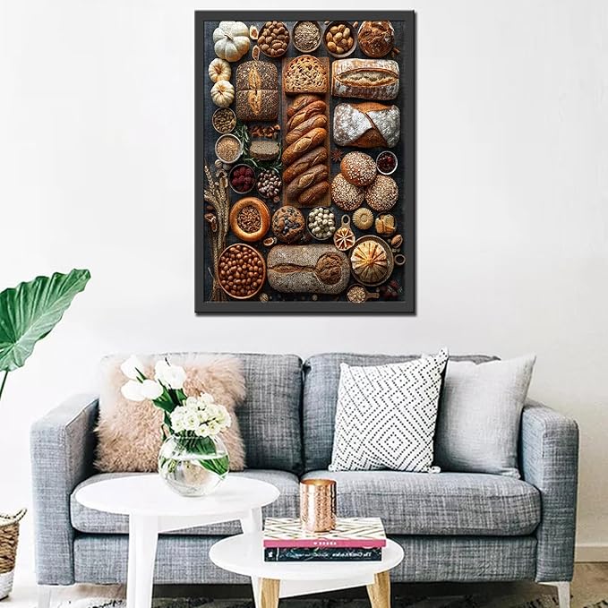 Tucocoo 1000 Piece Jigsaw Puzzles for Adults Rye Bread Painting Puzzle Muffin Baked Goods Art 27x20 inch 1000 Pieces Puzzles for Challenging Family Activity Game Colorful DIY Food Puzzle Wall Decor