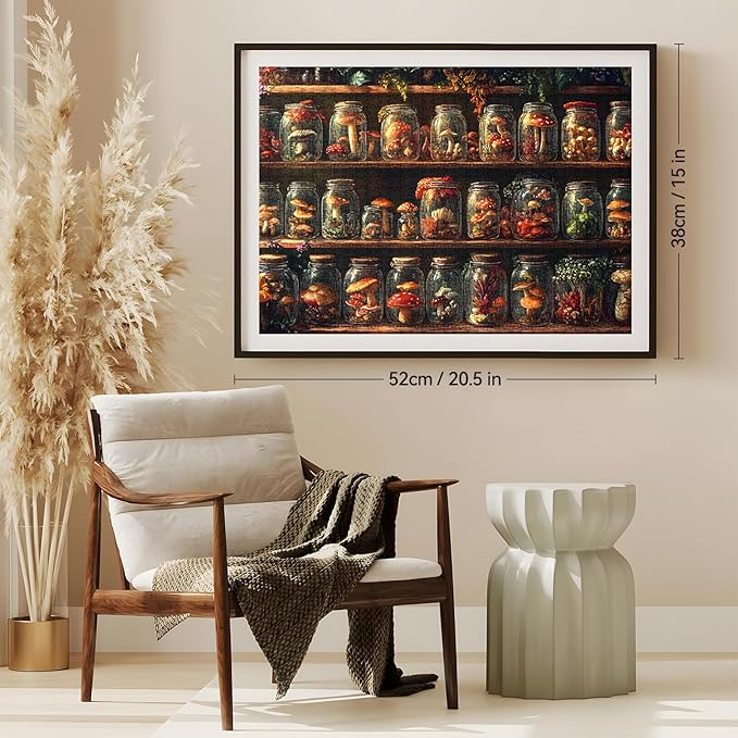 300 Piece Puzzle for Adults, Fantasy Mushroom Jigsaw Puzzle for Adults, Kids, and Seniors, Gift for Family Activities, Game Night, Home Wall Art, 20.5x15 in