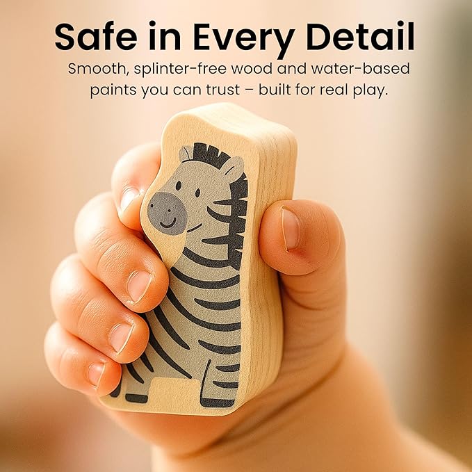 Safari Wooden Number Puzzle – 3 Year Old Girl Gifts, Educational Toys for 4 Year Old, Wooden Puzzles for Toddlers 3+, Learning for 3 Year Olds, Montessori Preschool Activities, Toddler Toys 3-5