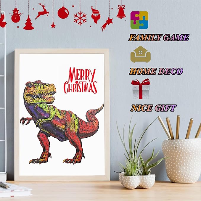 Wooden Jigsaw Puzzle for Adults,Tyrannosaurus rex Dinosaur Animals Shaped Magic Puzzle Pieces Best Gift for Adults,Can be Used as a Cool Mouse Pad,302pcs,(12.99 * 12.79 inches) New