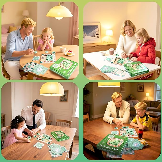 Logic Puzzle Game for Kids Ages 3+, Contnovin Animal Feeding Adventure Board Game, Montessori Toys with Path Tiles & Cards, STEM Learning Travel Gift for Boys & Girls