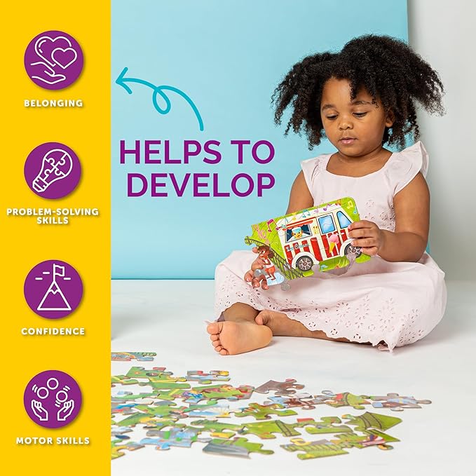 Little Likes Kids - Splash Park Jumbo Puzzle, 48 Pieces, Beginner Jigsaw Floor Puzzle with Multicultural Family Children Preschoolers at Play, Age 4-8