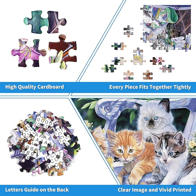 100 Piece Puzzles for Kids Cat 100 Piece Puzzles for Adults, Cute Kitten Group 100 Pieces Puzzle for Kids Ages 4-8, Perfect Gardening Buddies Puzzle for Seniors Teens Brain Teaser