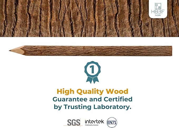 BSIRI Black Pencils Wood Pack of 12 in 7 Inch Tree Bark Wooden Favors in Rustic Twig Pencils Unique Gifts Camping Lumberjack Decorations Party Supplies Novelty Gifts as Natural Pencil