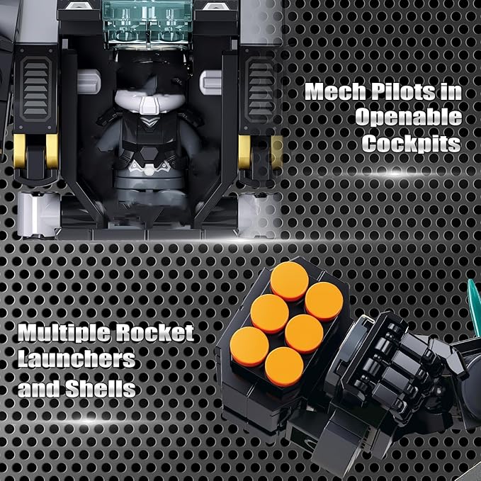 HIGH GODO Armed Mech Robot Transforming Building Blocks Set for Adults,City Warrior Justice Hero Soldier Mech Model Building Kit, Cool Creative Robots Toys Gift for Teens Boys, 545 Pieces