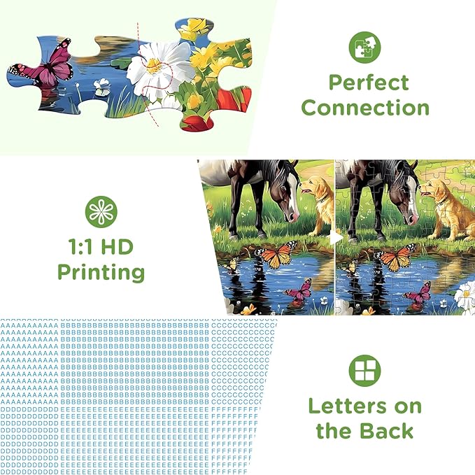 300 Piece Puzzle for Adults, Golden Retriever Horse on Farm Scenic Landscape Jigsaw Puzzle, Jigsaw Puzzles for Adult 300 Piece, Challenging Yet Relaxing 300 Pieces Puzzle Game for Kids Adults Seniors