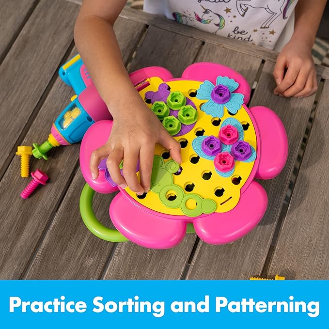 Educational Insights Design & Drill Flower Power Studio, Drill Toy, 50-Pieces, Gift for Kids Ages 3+