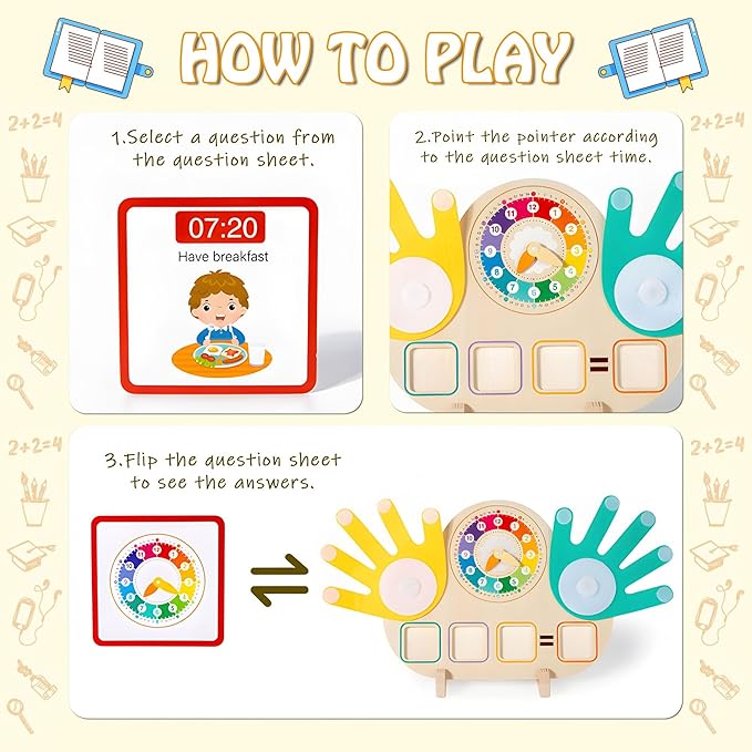 Montessori Toys for Toddlers age 2-4 ,Educational Clock Time Math Manipulatives Number Counting Blocks for Kids ,Preschool Learning Toys 3 4 5 Year Old for Birthday Stocking Stufferas for Boys Girls