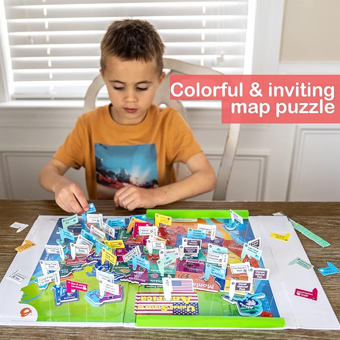Butterfly EduFields United States Puzzle Toys for Boys 6 8 10, Magnetic Puzzle Book Gifts for 6 Year Old Boys, Puzzles for Kids Ages 6-8, Toys for Girls 6-8, Geography Games, Educational Kit for Kids