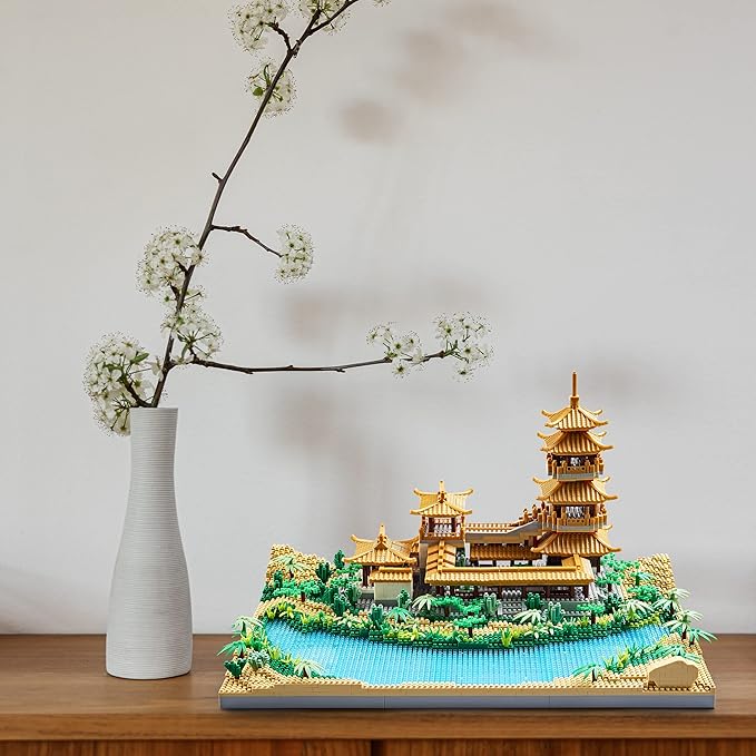 Chinese Architecture Micro Building Blocks Crescent Moon Spring Collection Model for Display for Adults Decorative Creative Toy Present for Age of 14+ 3350 PCS