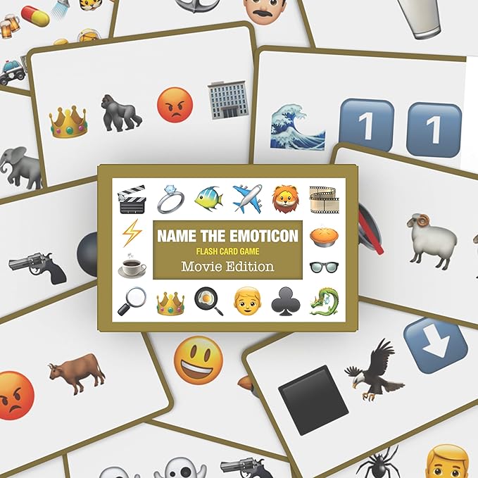 Name The Emoticon Game | Guess The Phrase Funny Emoji Flash Card Board Game - Fun Memory Game | Suitable for Family, Kids, Teenagers & Adults - Movie Edition