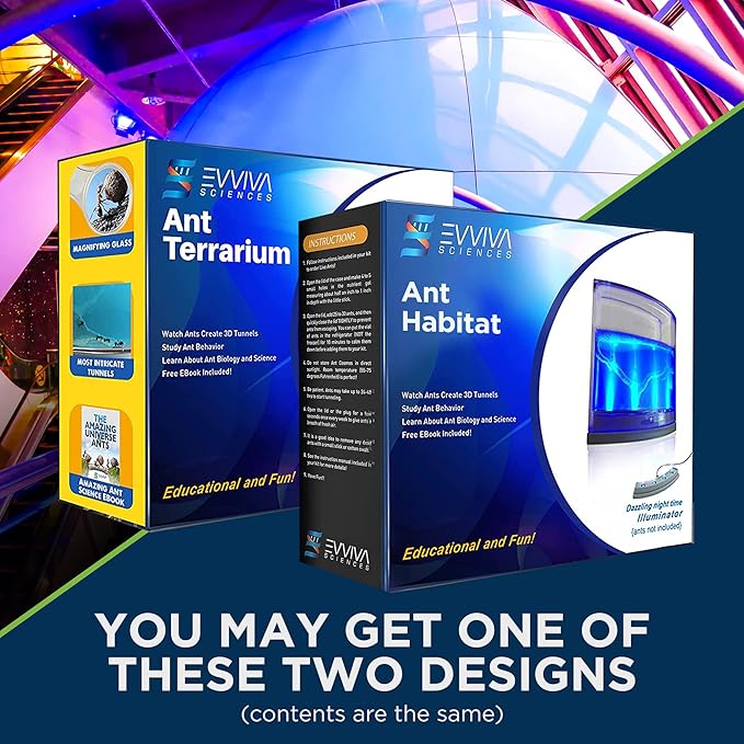 Evviva Ant Habitat W/LED Light. Enjoy A Magnificent Habitat. Great for Kids & Adults. Evviva Ant Ecosystem W/Enhanced Blue Gel. Educational & Learning Science Kit. Live Ants Not Included