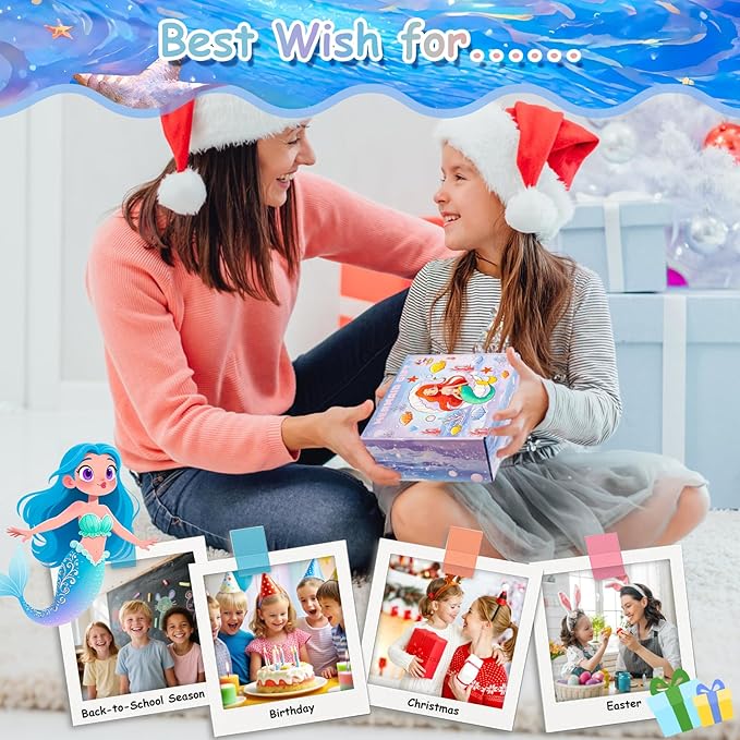 Mermaid Gifts for Girls, Washable Scented Markers Set for Kids, Include Glitter Pencil Case, Markers, Glitter Pens, Crayons 98Pcs Art Supplies Coloring Kit Birthday Christmas Gifts for Girls