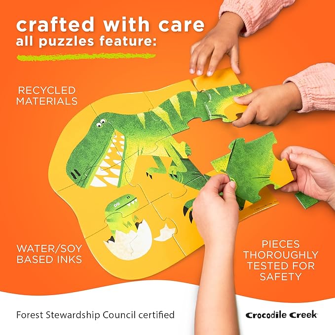 Crocodile Creek 200-Piece Jigsaw Floor Puzzle with Matching Poster - Fun Puzzles for Kids Ages 6-8 and Up - Heavy-Duty Storage Cylinder with Handle - USA Map - 19" x 13" Finished