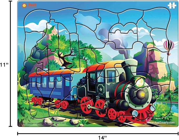 Just Smarty Train Puzzle for Boys and Girls | 31 Pieces | Unique Shapes Design | Toddler Best Gift | Train Toys for Boys 4-7 | Large Pieces Puzzle