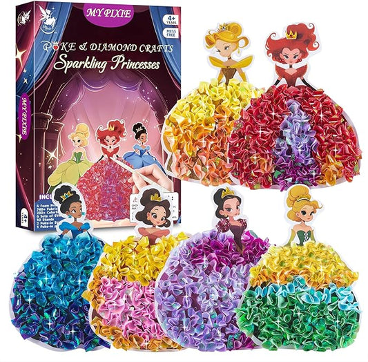 Poke Art Kits for Girls, Arts and Crafts for Kids 4-8, DIY Creative Activity Toys, Birthday Gifts for Girls 4 5 6 7 8 9 10 (Princess)