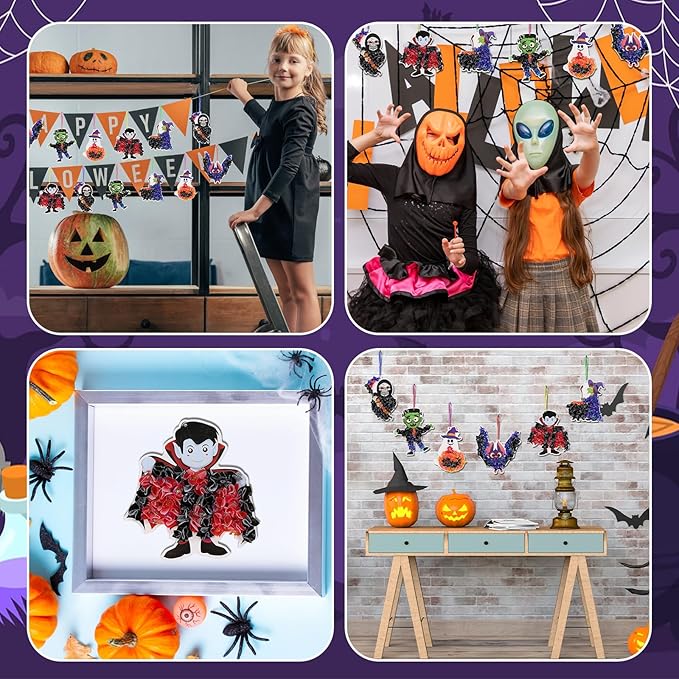 Fennoral 12 Pack Halloween Craft Kit for Kids Make You Own Poke in Arts and Crafts DIY for Kids Boys Girls Party Supplies Halloween Decoration
