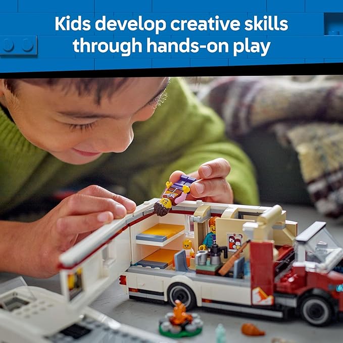 LEGO City Holiday Adventure Camper Van Building Toy Set - Vacation Toy for Kids, Boys and Girls, Ages 6+ - Gift for Birthdays - Includes 3 Minifigures and Accessories - 60454