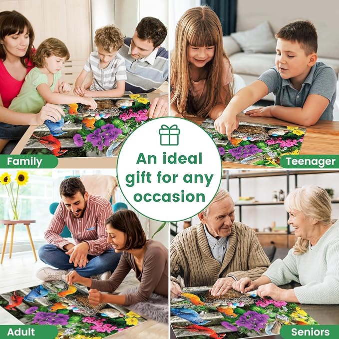 300 Piece Puzzle for Adults, Colorful Birds Jigsaw Puzzle, Colorful Hummingbird Puzzles, Bird Lover Challenging Puzzles for Friends Family Activity Game Nights Gifts, 20.5x15 in