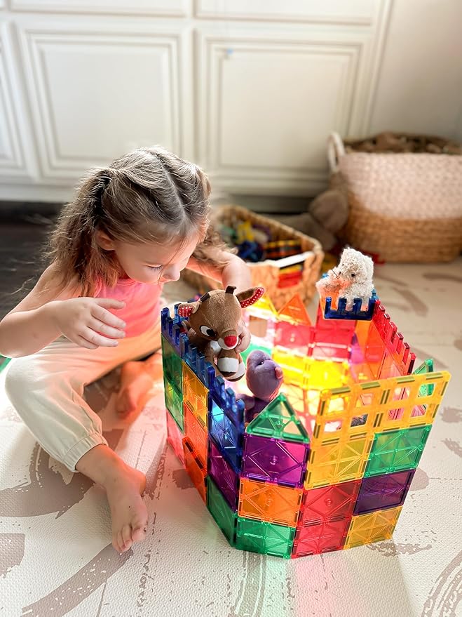 Kids Toys Magnetic Tiles Starter Set Classroom Must Haves, Magnetic Blocks for Toddlers Magnet Building Toys Preschool Montessori Learning Games for 3+ Year Old Boys & Girls