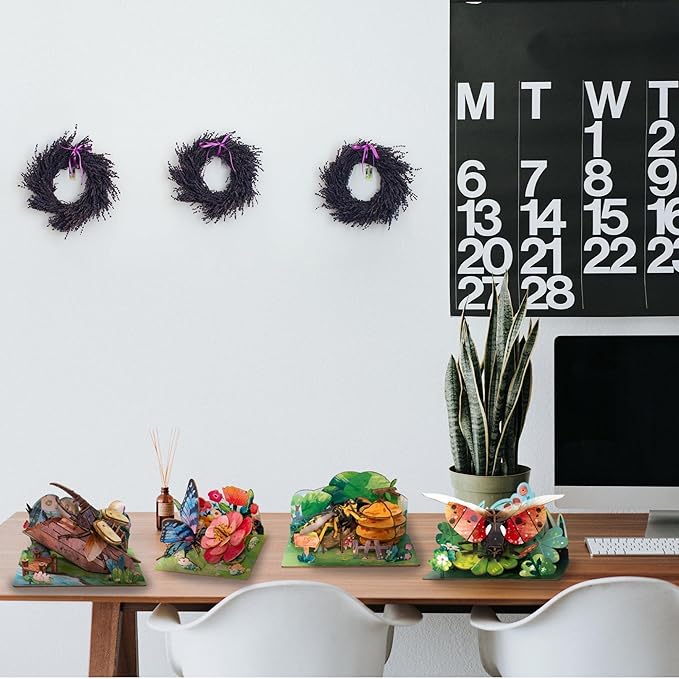 3D Wooden Puzzle for Adults, Teens and Kids - Contnovin 3D Butterfly Puzzle，55 Pieces DIY Model Building Kit, Creative Craft Decor, Relaxing Desktop Ornament, Unique Gift for Birthday and Christmas