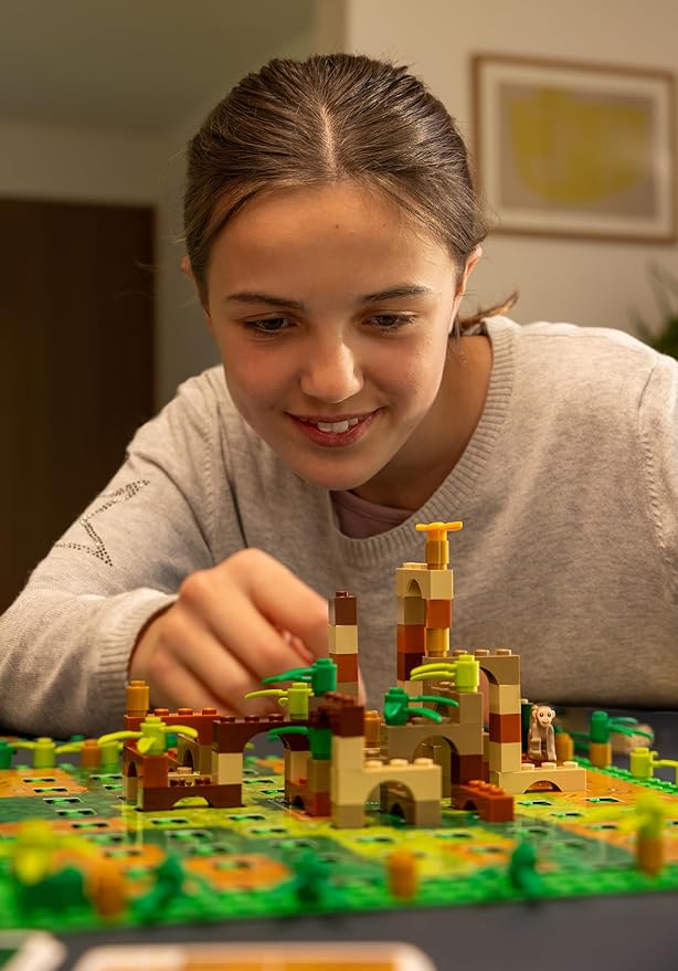 Dotted Games Monkey Palace: A Lego Board Game - Build Your Way to Victory Brick by Brick! Fun Family Brick-Building Game for Kids & Adults, Ages 10+, 2-4 Players, 45 Minute Playtime