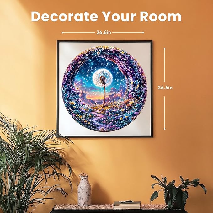 Masseruon 1000 Piece Puzzle for Adults, 26.6 * 26.6in Dandelion Garden Puzzle for Adults, 1000 Pieces Flat Puzzles with 3D Visual Effect When Completed, Adult Puzzles Games