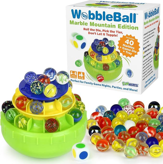 Funwares WobbleBall 3-Tier Marble Balance Game, 40 Marbles Included, Skill & Dexterity Games for Kids & Adults, Family Party Game for 1-4 Players, Ages 6+