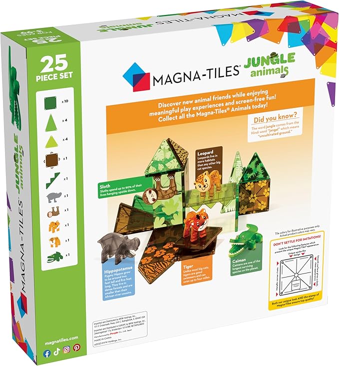 MAGNA-TILES Jungle Animals 25-Piece Magnetic Construction Set, The ORIGINAL Magnetic Building Brand
