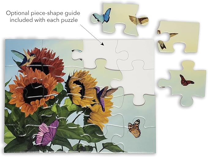 Large Piece Jigsaw Puzzle – Easy & Colorful, Dementia & Memory Activities for Seniors, Elderly Gifts, 16 Pieces, Summer Bloom