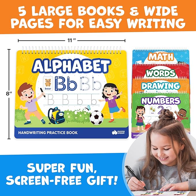 Magic Grooved Writing Practice for Kids - Grooved Handwriting Practice for Kids 5-7 8-10 Magic Copybooks for Kids - Tracing Books for Ages 3-5 - Preschool Learning Activities - 5 Year Old Girl Gift