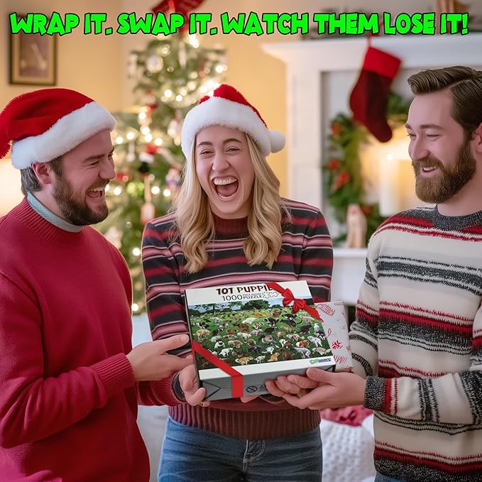 Funwares Original 101 Puppies Puzzle – 1000-Piece Hilarious Dog Jigsaw – Funny Gift for Dog Lovers, White Elephant, and Pet Lovers with a Sense of Humor