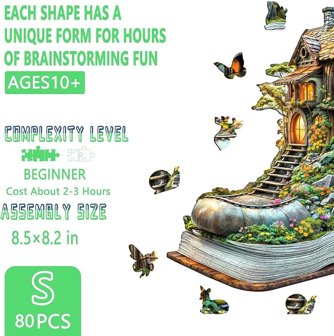 Wooden Puzzles for Adults, Treehouse Dream Wooden Jigsaw Puzzle for Adults, Wood Puzzles Adult, Unique Shape Puzzle, Fun Gifts for Friends & Family, Home Decor(S -8.5 * 8.2in-80 pcs)
