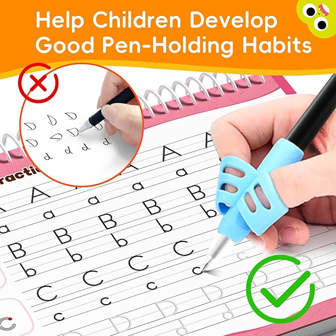 Large Magic Grooved Writing Practice, Grooved Handwriting Practice for Kids,Reusable Writing Practice for Kids Age 3-5 5-7 6-8 for Preschool (6books