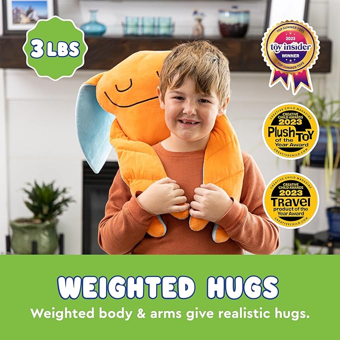Weighted Plush Toy – Machine Washable Calming Stuffed Animal for Kids – Arms and Body are Weighted to Give a Realistic Hug – Soft Companion for Playtime, Naptime & Travel (Zeek)