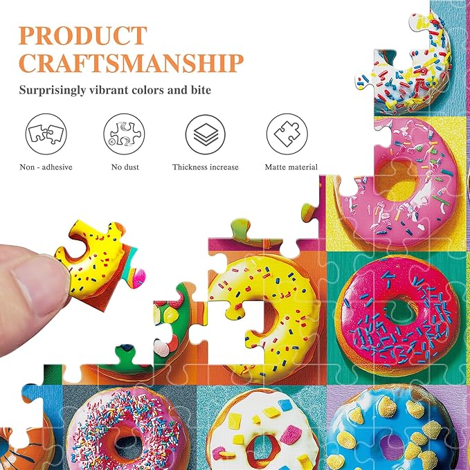 ALL4JIG Doughnut Fun Jigsaw Puzzles for Adults and Kids, 500 Pieces, 19" x 14", Christmas Secret Santa Gift, White Elephant Gifts, Number Partitioned for Easy Solving