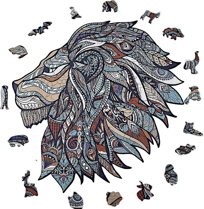 Wooden Jigsaw Puzzle for Adults,Unique Lion Animals Shaped Magic Jigsaw Puzzle Pieces Best Gift for Adults,Can be Used as a Cool Mouse Pad,70pcs,(10×9 inches) Large…