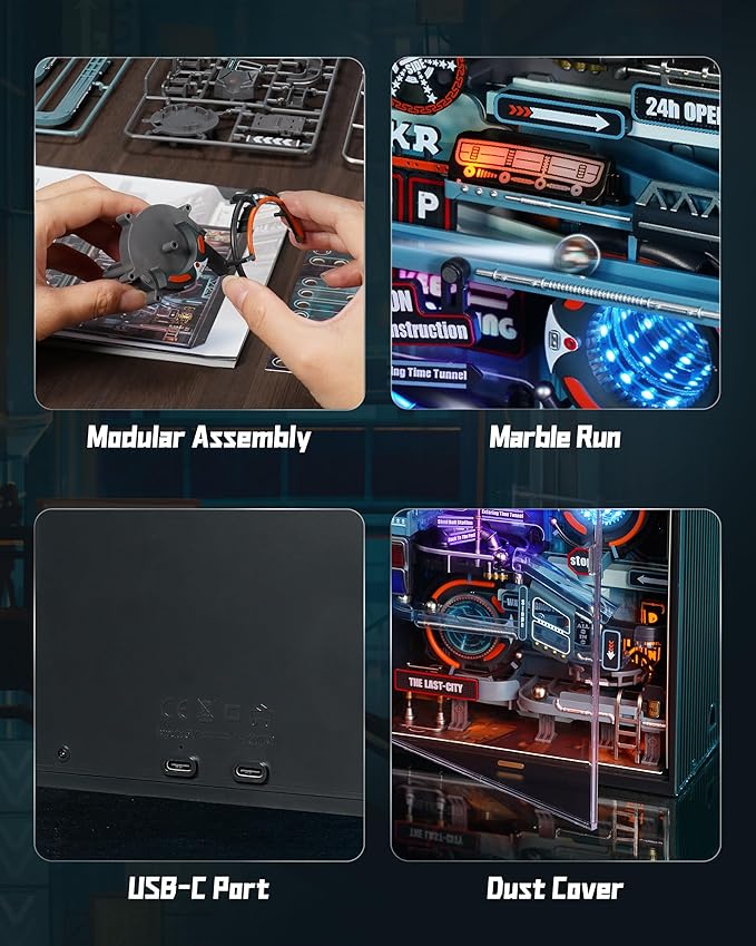 RoWood 3D Puzzles,Electric Marble Run Model Kit,130Pcs,Assembly Time 5H,Miniature Parallel World MR01S,Dynamic Models,Creative Gifts for Adutls&Teens