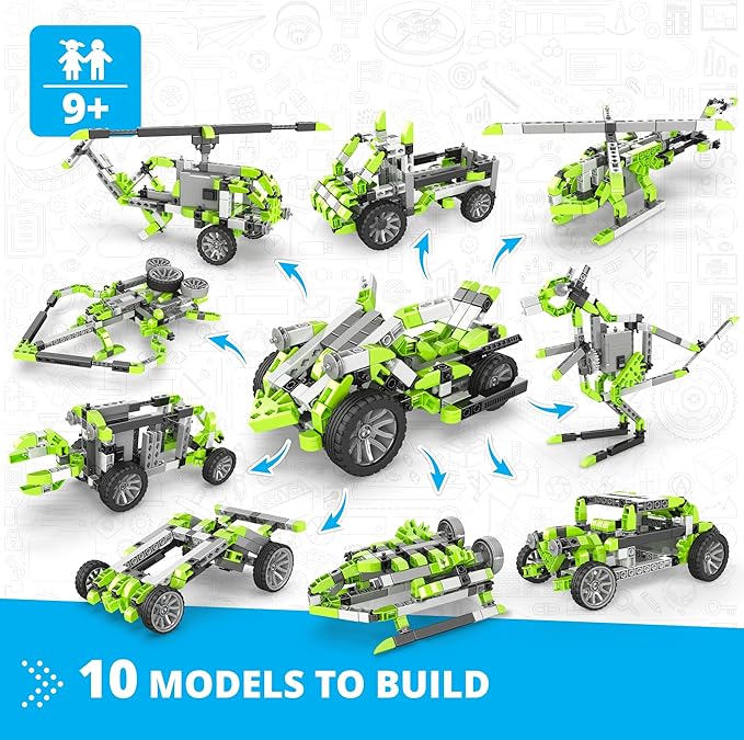 Engino Inventor STEM Toys, Motorized 4-Wheeled Extreme Bike, Construction Toys for Kids 9+, Building Kit, STEM Projects, Gifts for Boys & Girls, Engineering Kit (10 Models to Build)