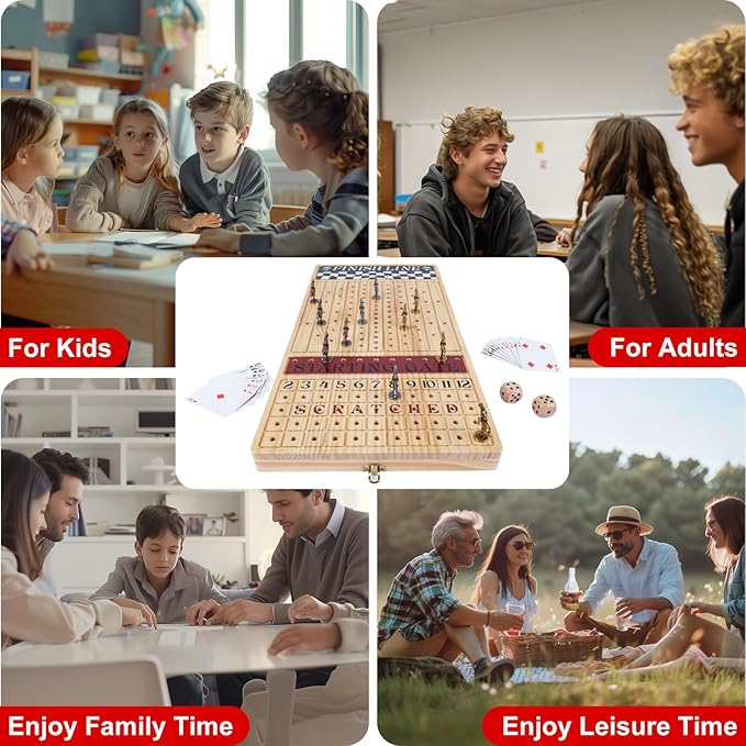 Large 23 inches Horse Race Board Game, Premium Durable Foldable Wooden Box, Horse Racing Game with 11 Retro Metal Horses, 2 Dices and 2 Playing Cards Fun Family Night Games for Adults Kids