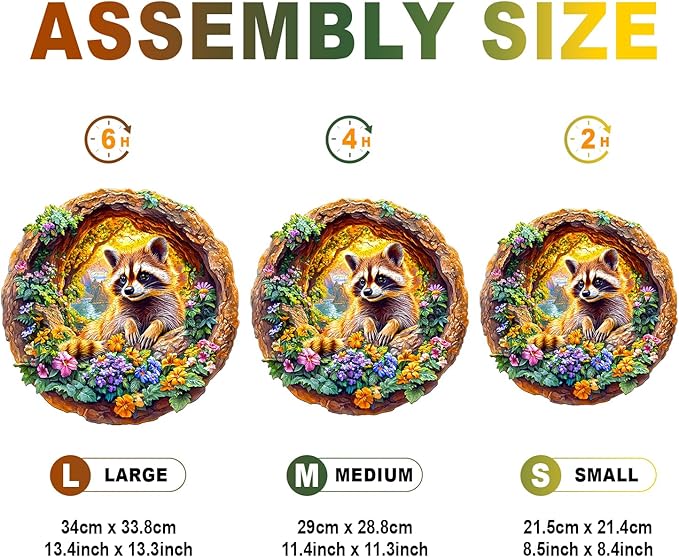 Wooden Puzzles for Adults - Raccoon on Vacation Wooden Jigsaw Puzzle - Unique Animal Shaped Wood Puzzles Adult - Christmas Birthday Gifts for Adults/Friends/Family - 295pcs 13.4 * 13.3in