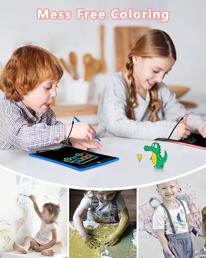 KOKODI 8.5 Inch 10 Pack LCD Writing Tablet for Kids, Colorful Doodle Board, Car Trip Travel Learning Toys, Erasable Drawing Pad, Birthday Gifts for Boys Girls Age 3 4 5 6 7 8(Blue & Pink)