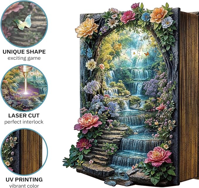 Jigfoxy Wooden Puzzles for Adults, Beautiful Scenes from a Book Wood Puzzles Adult, Unique Animal Shape Wooden Jigsaw Puzzles for Adults, Birthday Gifts for Puzzle Lovers (L-10.2 * 13.3in-222pcs)