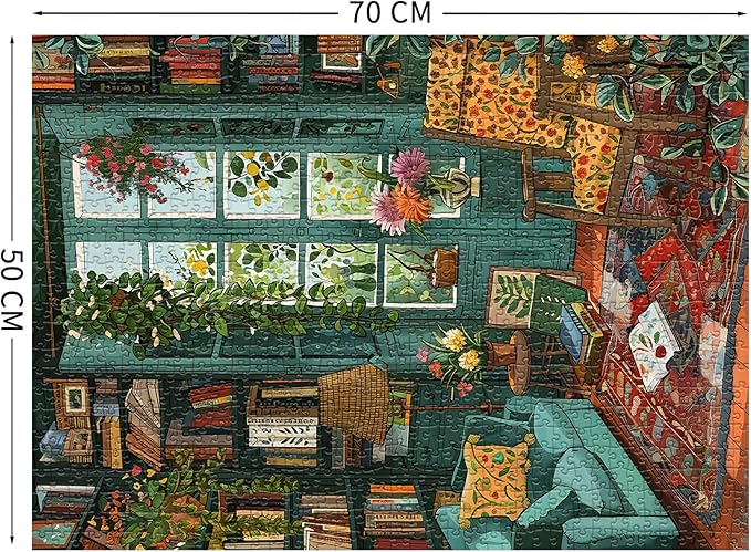 Cozy Study Puzzles for Adults 1000 Pieces, Jigsaw Puzzles for Adults 1000 Piece, Challenging Game Toys, Impossible Puzzle, Family Decoration Puzzle